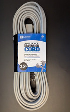 Heavy Duty Appliance Extension Cord, 14 AWG - 3 Prong Grounded Flat Plug 15 Ft 