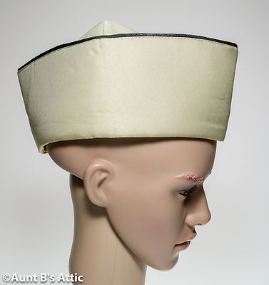 Military Garrison Hat Tan Fabric Covered Foam Envelope Style Costume Army  Hat OS