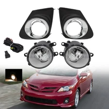 Fog Lights Kit For 2011 2012 2013 Toyota Corolla w/Black Bezel Wires Switch Bulb