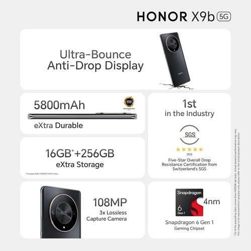NEW HONOR X9b 5G Factory Unlocked Dual SIM Global Version-256GB STORAGE-BLACK - Picture 3 of 5