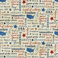 Stonehenge Stars  Stripes VIII By Northcott - Cream Words 23461-12