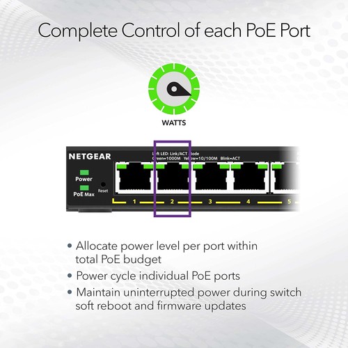 NETGEAR GS305EPP Smart Managed Plus Switch 5 Gigabit Ports 4 PoE 120W Budget - Picture 4 of 6