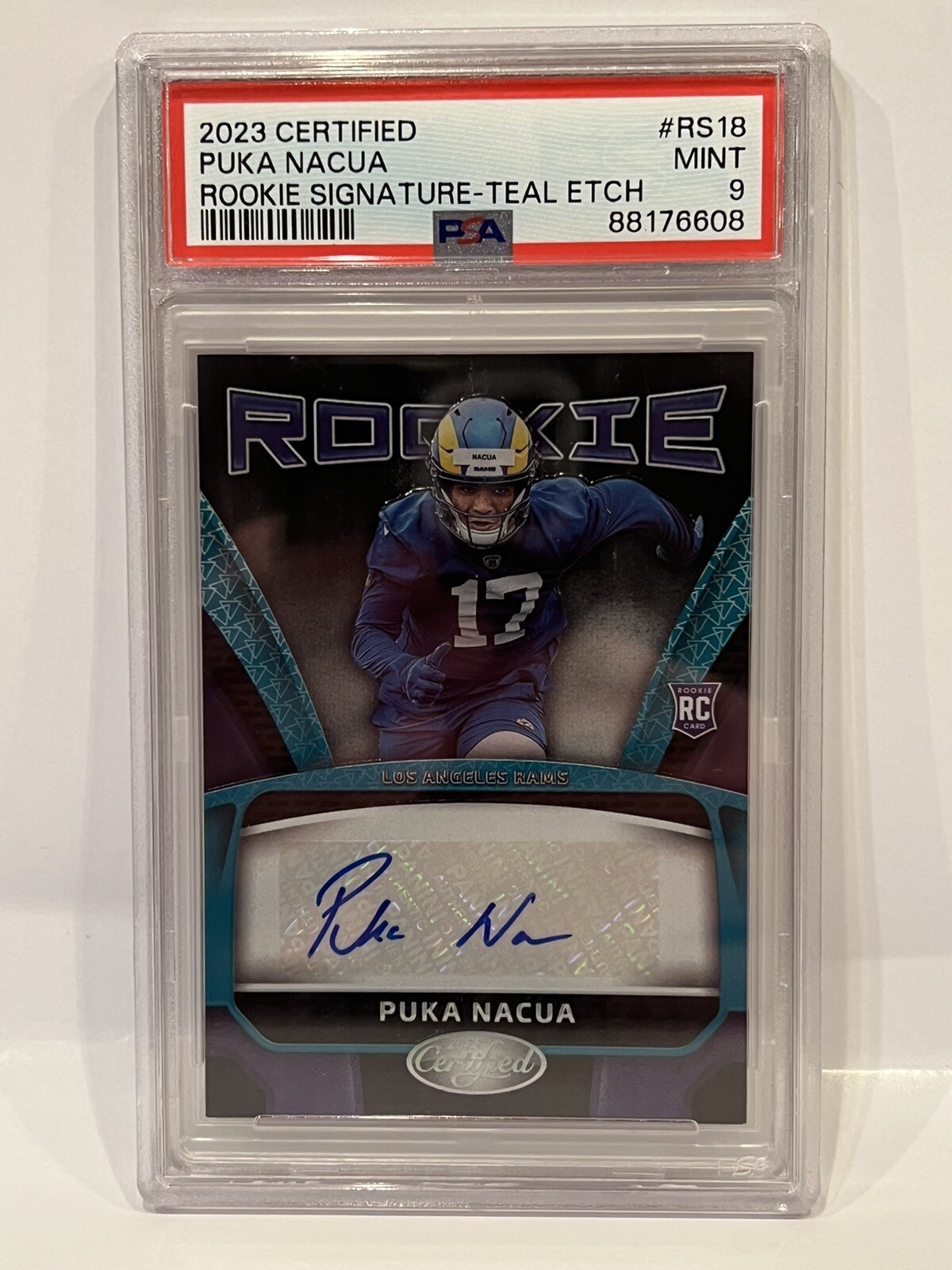 Puka Nacua Panini Certified Rookie Signatures #RS18 Teal Etch