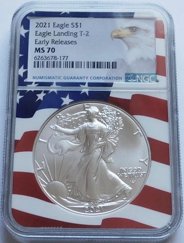 2021 Silver Eagle Landing T-2 Early Releases $1 - NGC MS 70