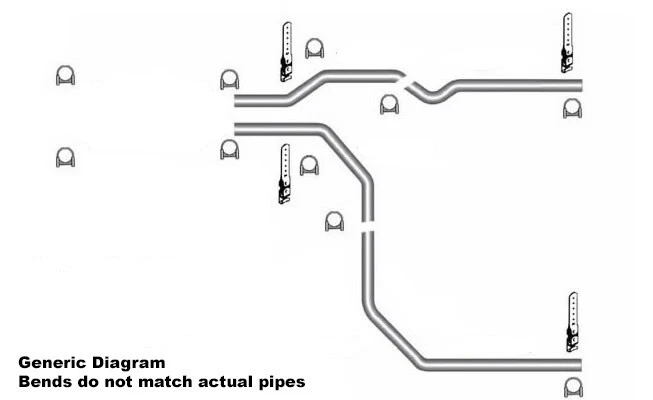 96-99 Chevrolet GMC Truck 5.7L Mandrel Bent Dual Exhaust Tail Pipe Kit - Image 2 of 2