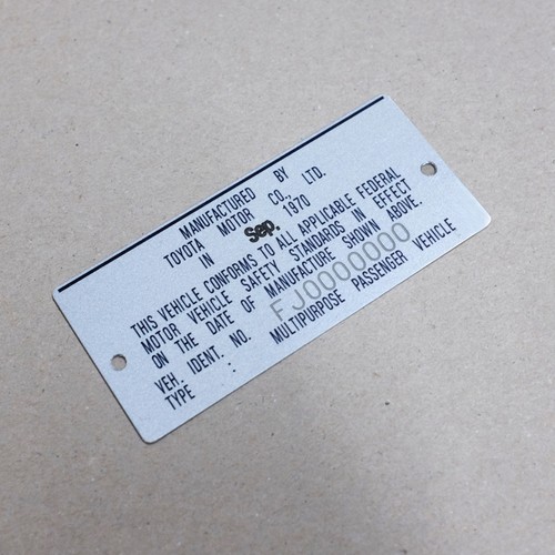 VIN MFD plate, Toyota FJ40 Land Cruiser [ENGRAVED] resto repro eBay