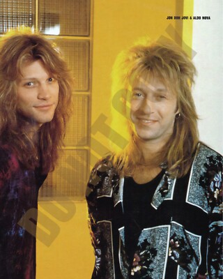 1980's Rock Music Jon Bon Jovi Aldo Nova Looking Fine In Studio Promo 8x10 Photo