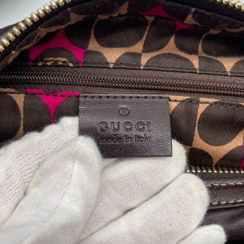 Gucci Hobo Bolso de Hombro Bolso de Mano Cresta Logo Cinta Cuero Marrón 181492 Auténtico - Imagen 16 de 24