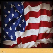 Patriotic Stars & Stripes Fabric: Vibrant Geometric Indoor/