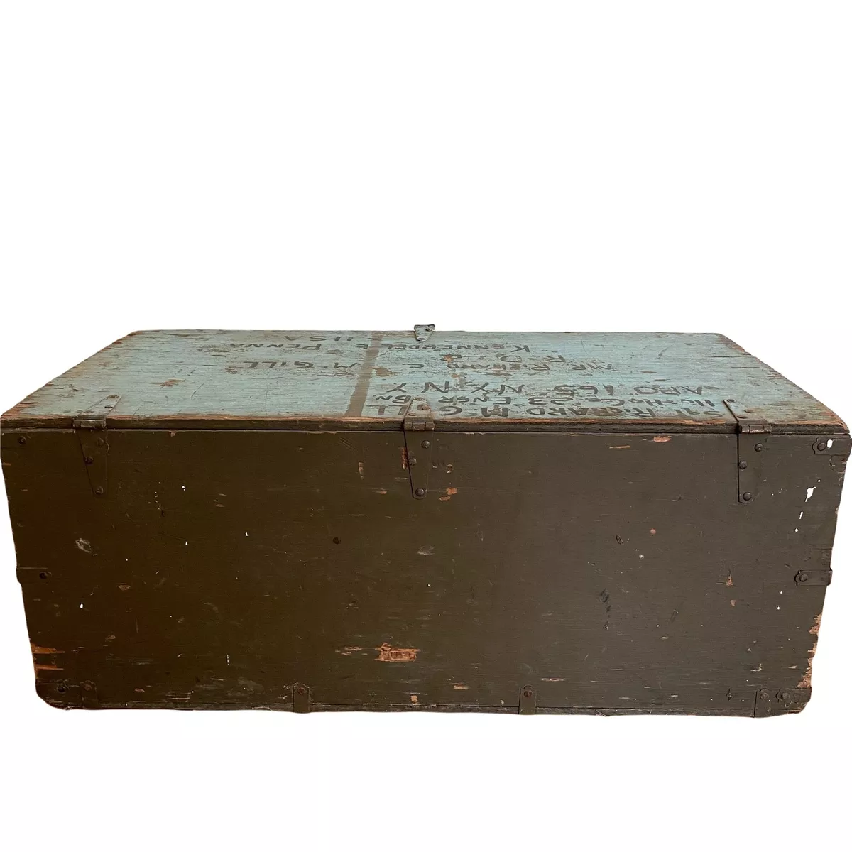 Authentic Vintage 1950's Large Wooden US Army Military Foot Locker Chest  Trunk