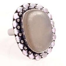 Silver Plated Agate Gemstone Handmade Jewelry For Women Ring Size US 9.25 R-220