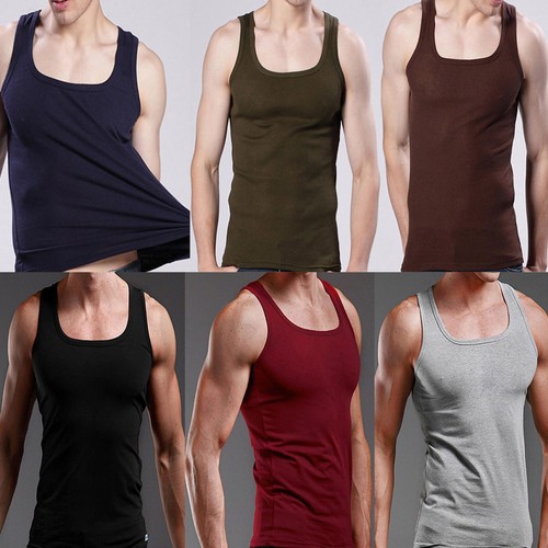 NEW Men's Plain T-Shirts Tank Top 