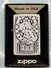 2021 Lucky Seven Emblem Chrome Zippo Lighter NEW