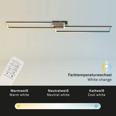 Deckenleuchte Briloner Frame LED Gold-Braun Deckenlampe Fernbedienung  Lichtfarb - Bild 1 von 4