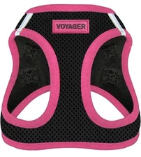 All Weather Mesh, Reflective, No Pull Harness- Small, Medium Black/Pink Trim(L)