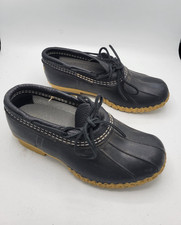 L.L. Bean Bean Boots Women's US 8 Wide Black Leather Rubber Duck Shoes Maine USA