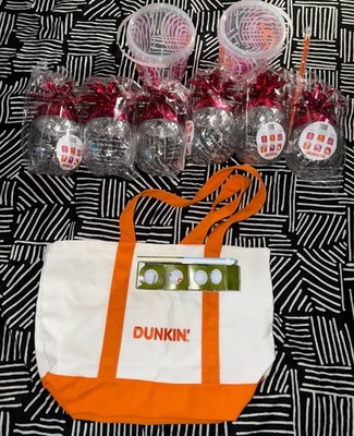 Dunkin 6 Pineapple Cups 2 Buckets Tote Bag 4 Golfballs