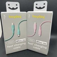 2-Pack Heyday MFi Certified USB-C to Lightning Charging Data Cable 3’ Ft. Iphone
