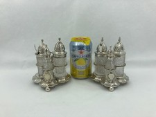 Coppia di antichi condimenti vittoriani in argento sterling Cruet, Sheffield 1875