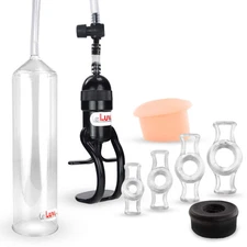 LeLuv Penis Pump EasyOp Zgrip with Black Seal, Realistic Donut and 4 Rings