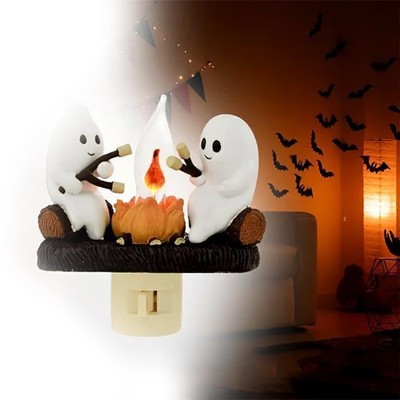 Ghost Campfire Flickering Nightlight,Fire Marshmallow NightLight Halloween Gifts