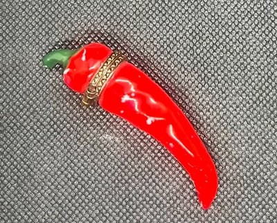 Vintage Red Chili Pepper Limoges Trinket Box French Porcelain 