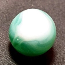 Single Machine Made Glass Swirl Toy Marble, Green White Swirl, Ages 17