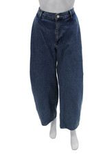 Zara Women Wide-Leg Dark Blue Jeans Size 6