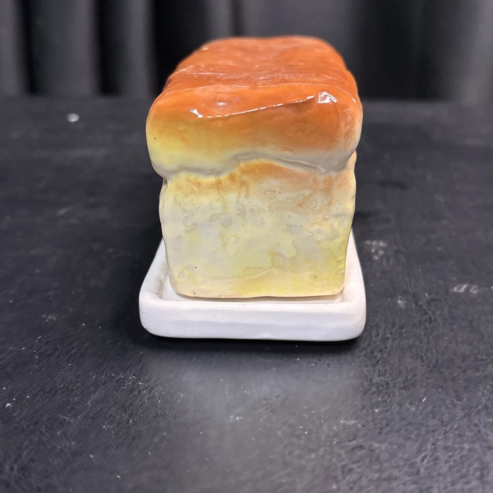 Plato de mantequilla de cerámica en forma de pan pequeño chip en plato ver fotos Foto 4 de 4