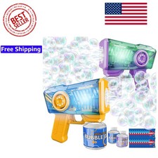 Bubble Wonderland Kit: 2-Pack Bubble Guns with 360 Safety Design for Kids