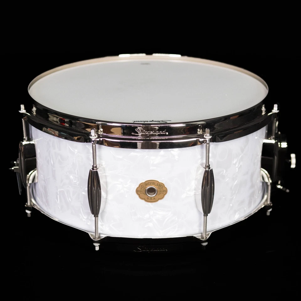 Slingerland 14" x 6.5" Radio King Artist Snare Drum, White Marine Pearl - Image 2 of 4