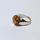 Vintage Sterling Silver Baltic Amber Cocktail Ring Size 6.75 Stamped Poland 925