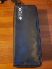 Vintage TDK 15 Cassette Zippered Carry Case Black Audio Tape Storage Holder