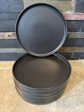 Dinner Plates Set of 6 Ceramic 10in Round Salad Dessert  Black FAST SHIPPING
