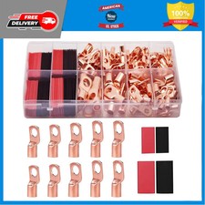 160Pcs Copper Wire Lugs and 80Pcs Heat Shrink Set AWG 2 4 6 8 10 12 Cable Ends