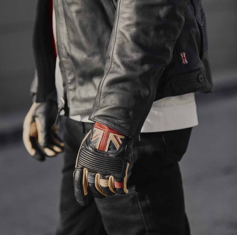 Triumph Union Jack British Flag Leather Motorcycle Gloves