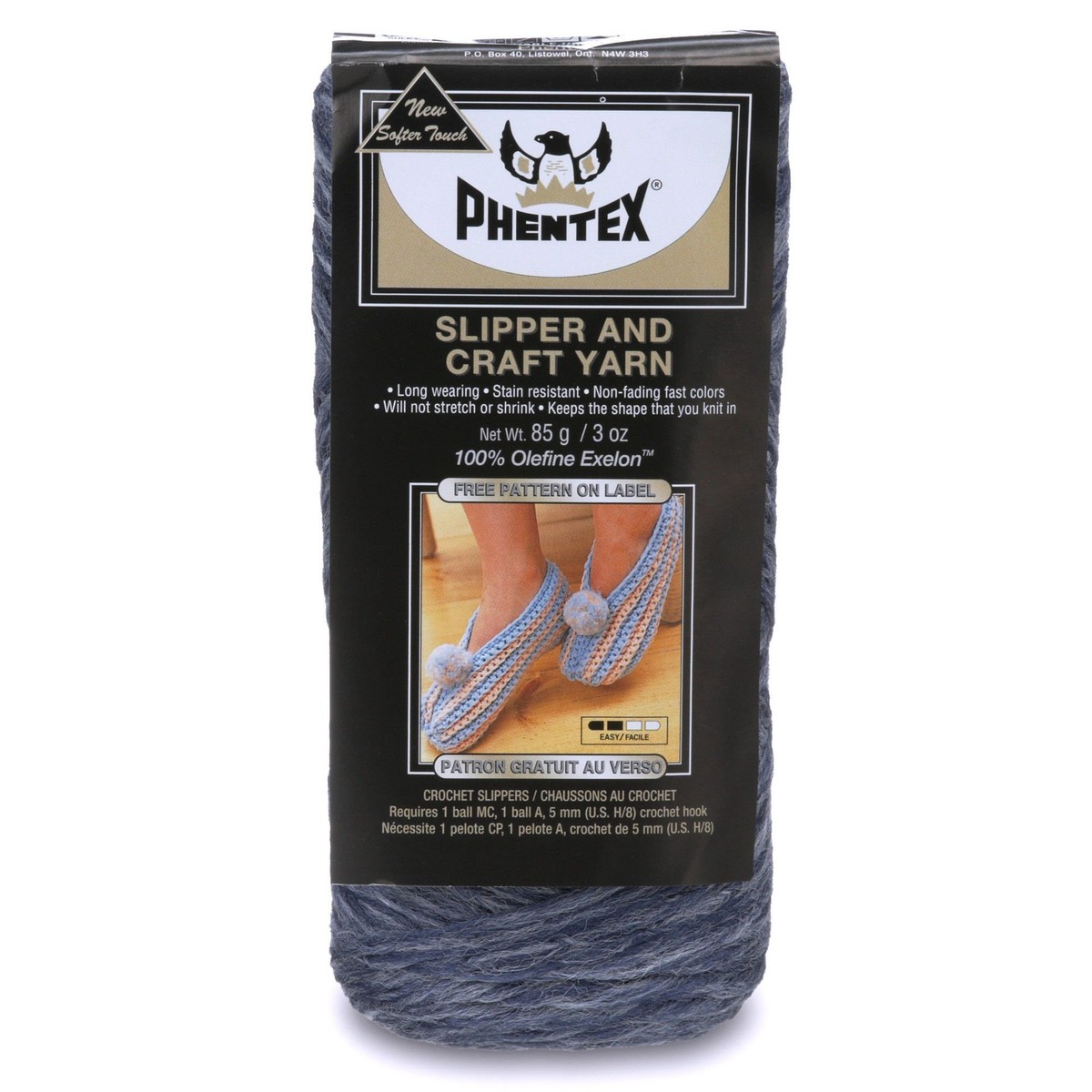 Phentex Slipper Craft Yarn, Ounce, Denim Heather, Single Ball