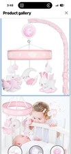 Crib Mobile for Girls - Soft Pink Musical Baby Crib Mobile with 12 Lullabies,...