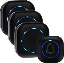 Wireless Doorbell, 200m Range, 4 Volume Levels, Wireless Bell Set w/38 Melodies