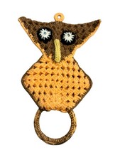 Macrame Vintage Owl Towel Holder Retro Cottage Core Boho