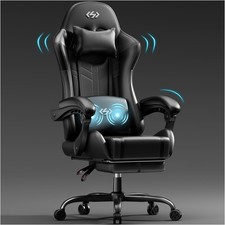 Sedia Gaming Ergonomica con Funzione Massaggio, Sedia da Ufficio con Poggiapiedi
