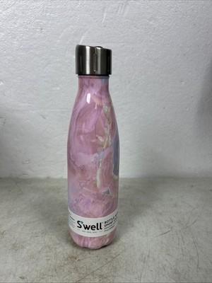 NEW S well 17 oz. Geode Rose Pink Gray White Stainless Steel Water Bottle 10'' T