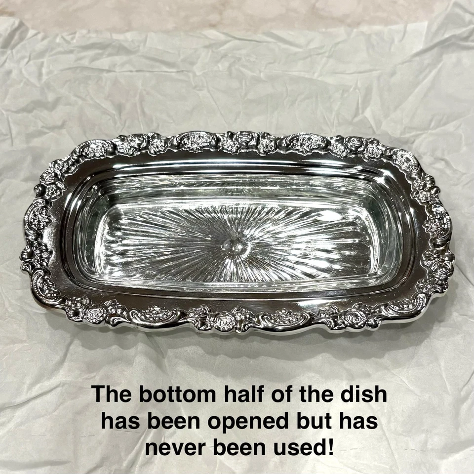 Prato de manteiga vintage Oneida Du Maurier folheado a prata 8 polegadas - Imagem 3 de 3