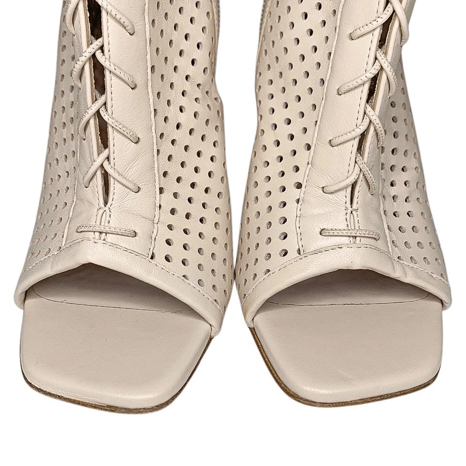 Christian Louboutin открытый Condora Booty 100 Leche кожаные ботинки на шнуровке каблуке 36,5 - Изображение 3 из 4