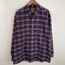 The Foundry Easy Care Shirt Mens 3XL XXXL Burgundy Plaid Long Sleeve Button *