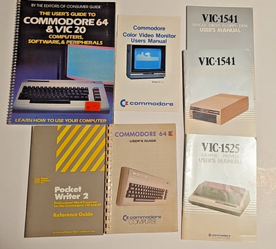 Commodore 64 Manual Lot User's Guide, VIC-1525 & VIC-1541, 1702, Consumer Vic 20