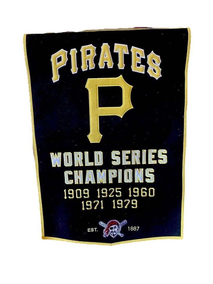 MLB PIRATES Banner World Series 100 % Wool Pennant 38x23" man cave Poolroom  - Image 2 of 4