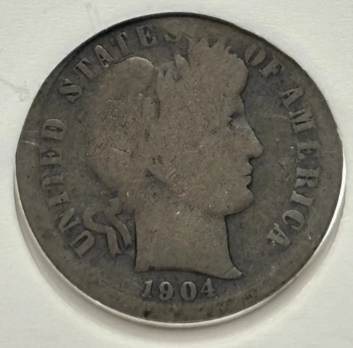 1904 S United States Barber Silver Dime 10 cents coin