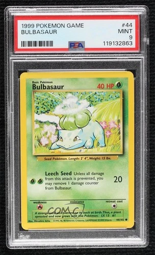 Bulbasaur Pokemon Base Set PSA 9 MINT 1999