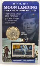 Moon Landing Coing & Stamp Commemoratives 40% Silver July 21 1969 Set D JFK